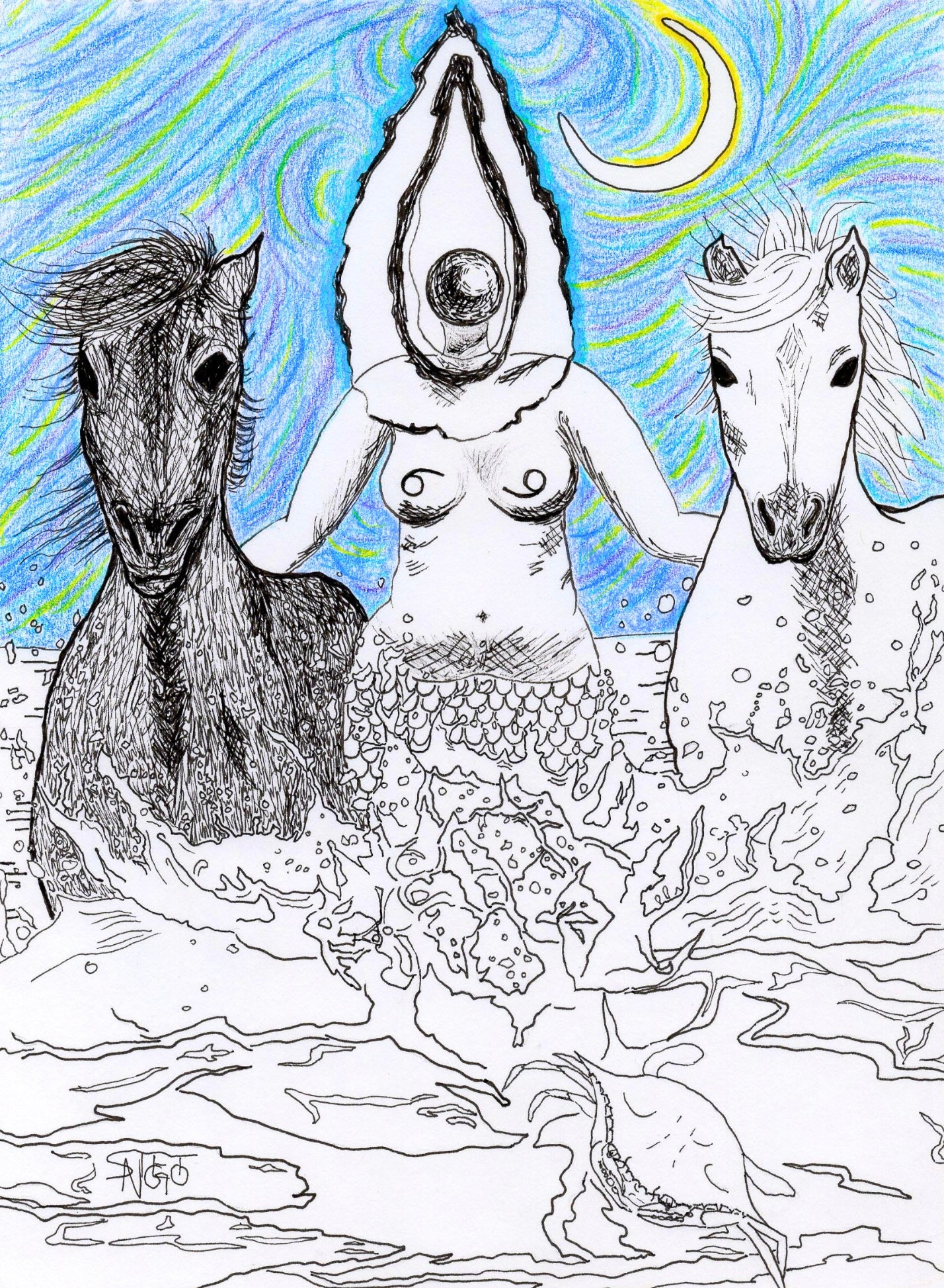 "the pursuit of the priestess: bringing the unconscious to light" cancer print